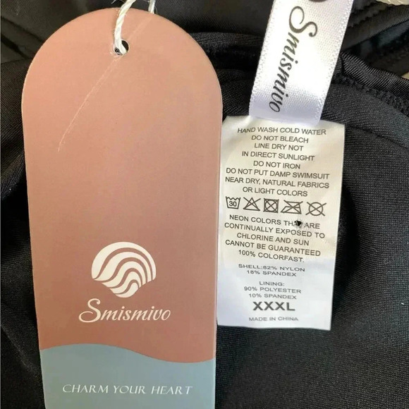 Smismivo New One Piece Swimsuit Size XXXL Black Halter Tummy Control Ruched - Picture 15 of 16